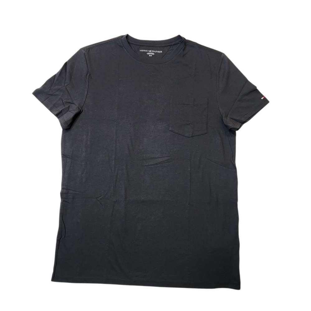 Tommy Hilfiger Men's Pocket T-shirt Black Knit Short Sleeve Crewneck Small OEM